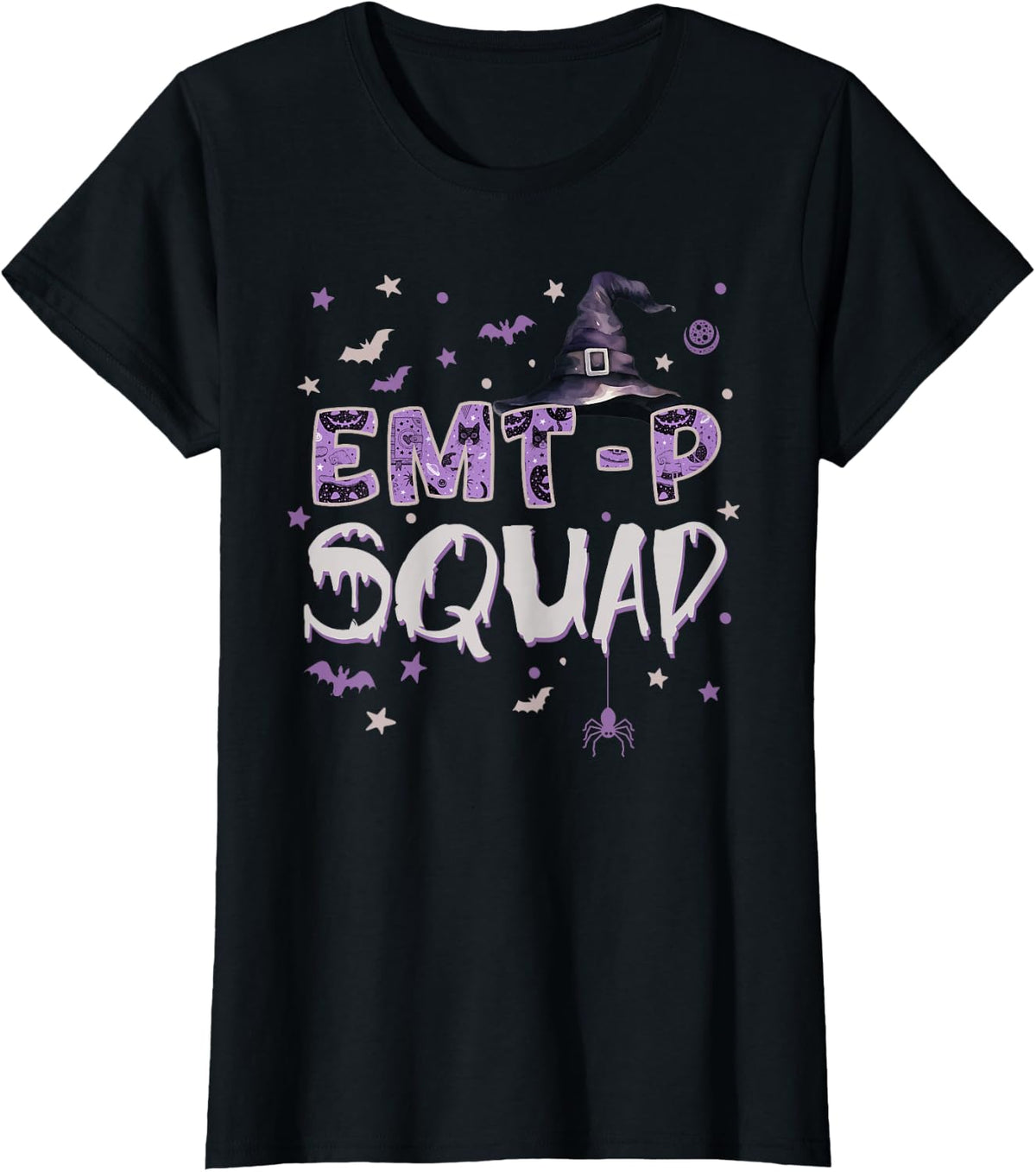 EMT-P Squad Halloween Fun Paramedic Witch T-Shirt - Black