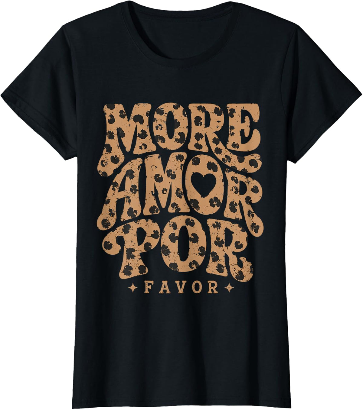 More Amor Por Favor Animal Pattern Retro T-Shirt - Black
