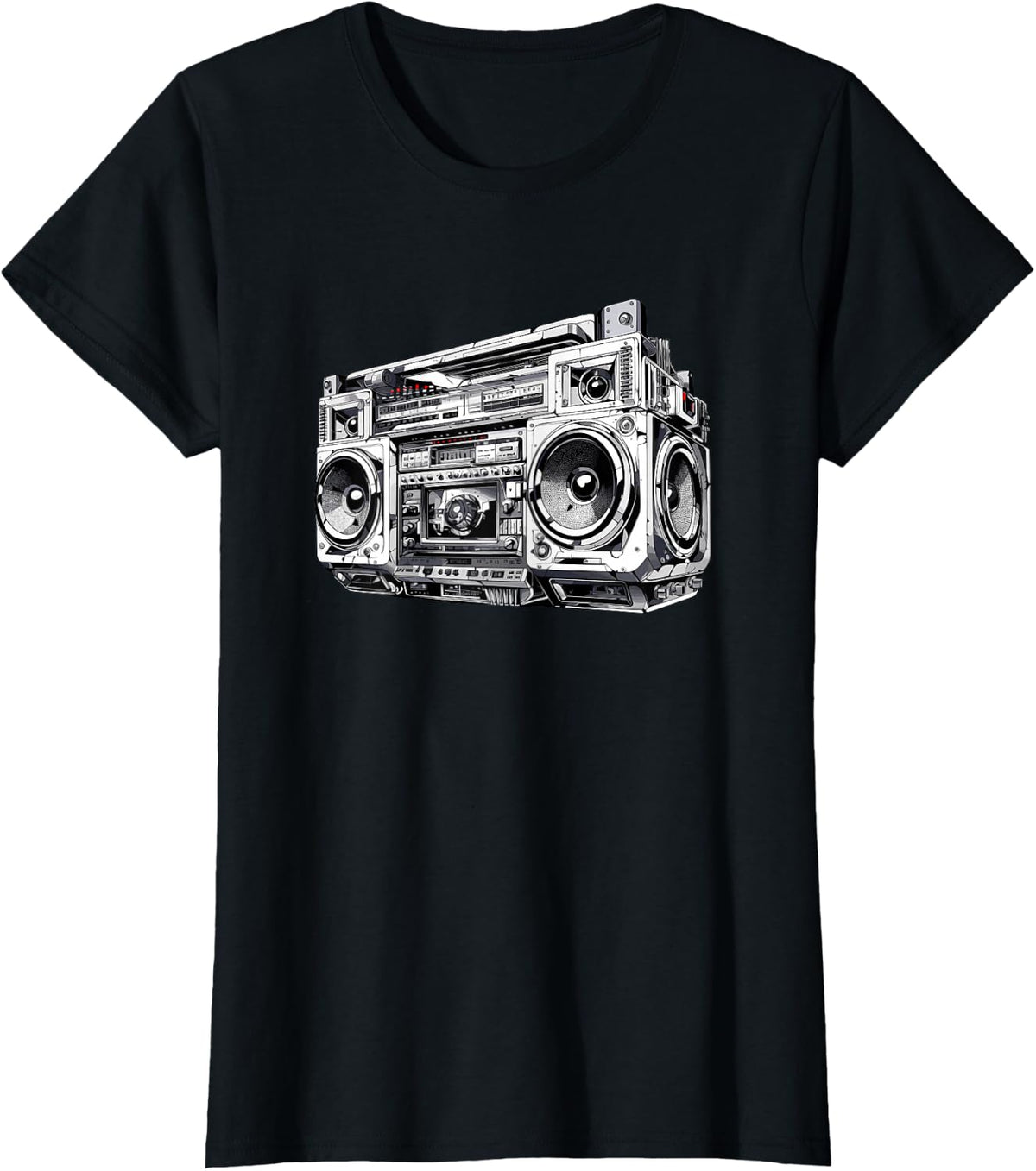 Ghetto Blaster Hip Hop 80's 90's Street Gangster Rap Lover T-Shirt - Black