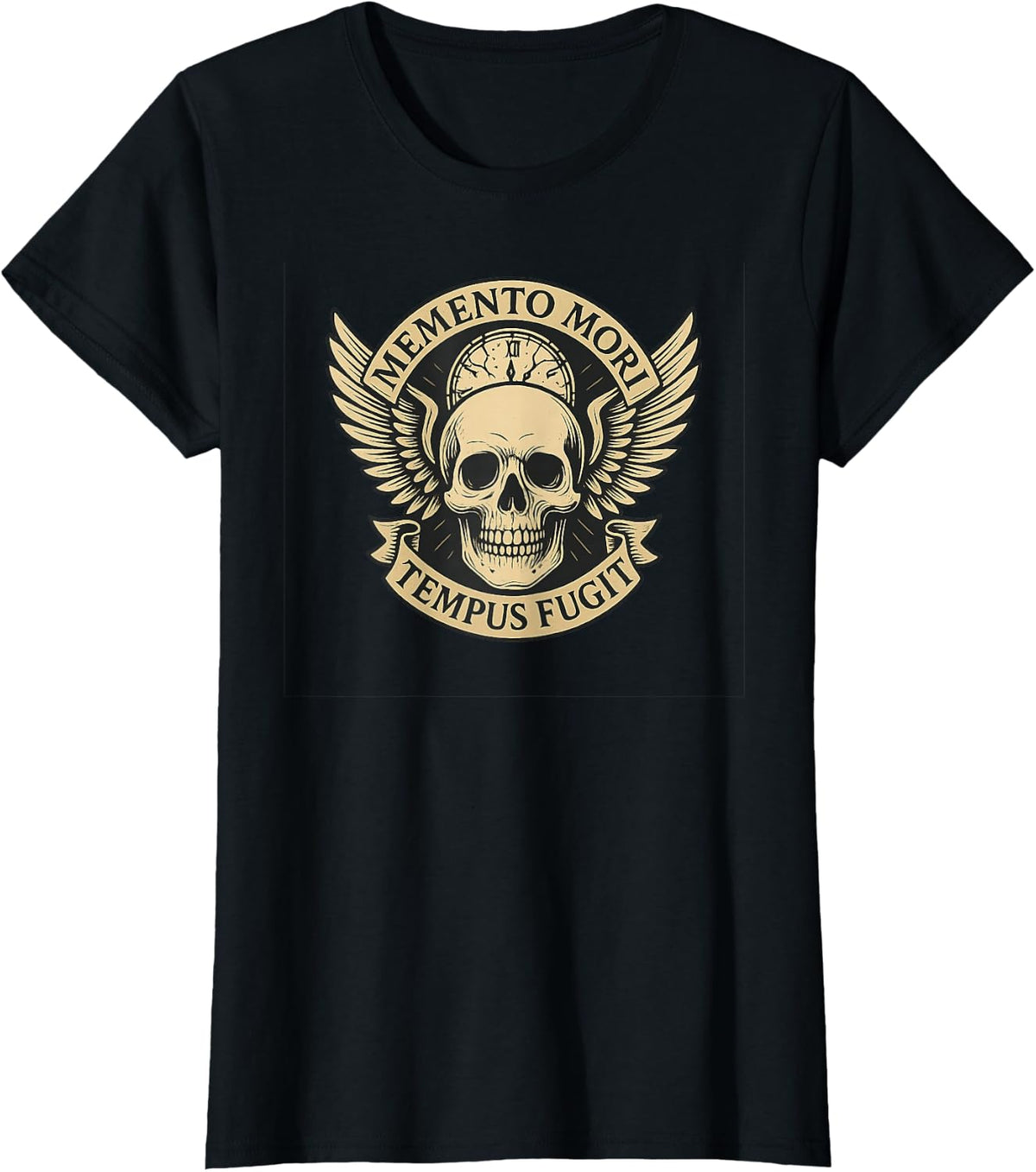 Memento Mori Tempus Fugit Latin Stoic Quote T-Shirt - Black