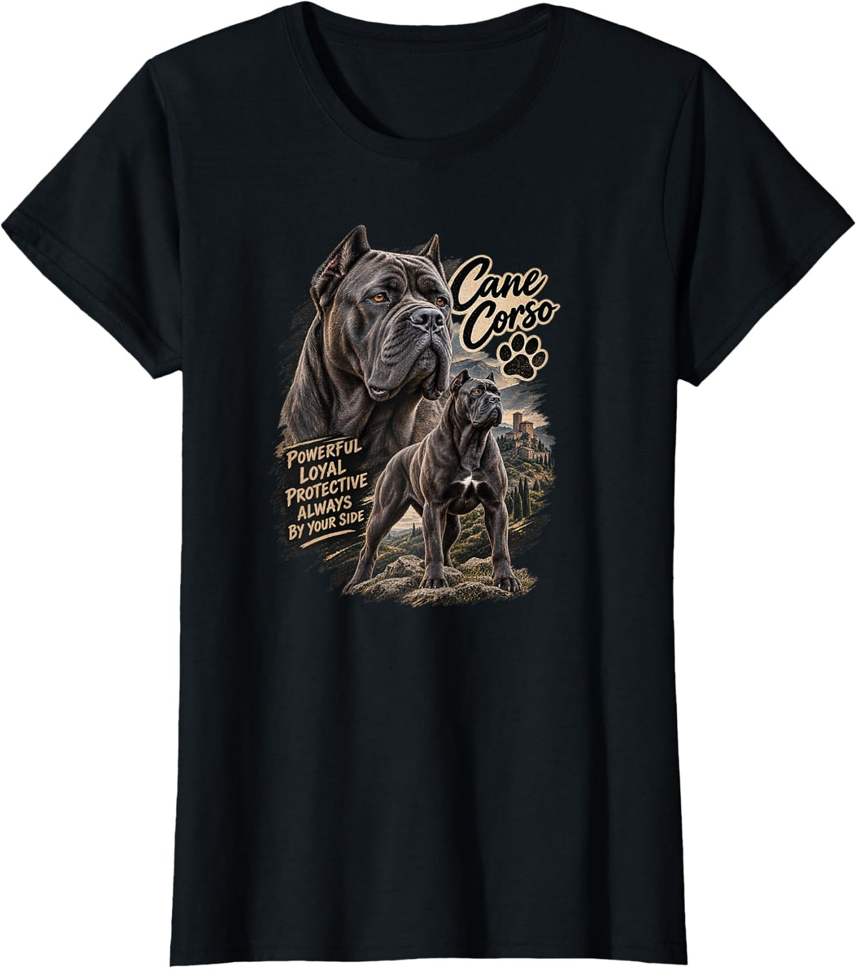Cane Corso Dog Powerful Loyal Protective By Your Side T-Shirt - Black