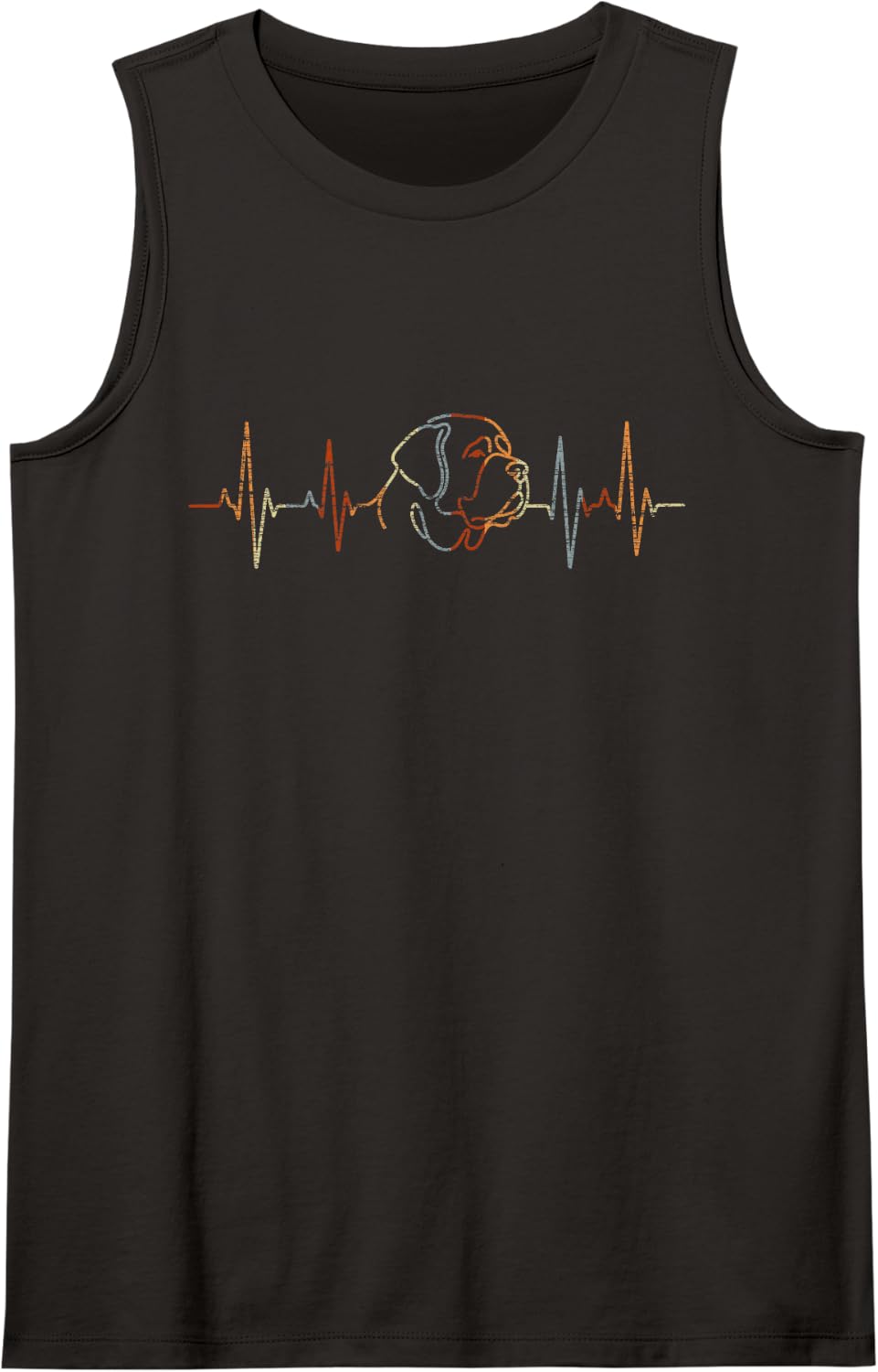 Mastiff Heartbeat Vintage ECG Cardiogram Retro Sleeveless Tank Top - Black