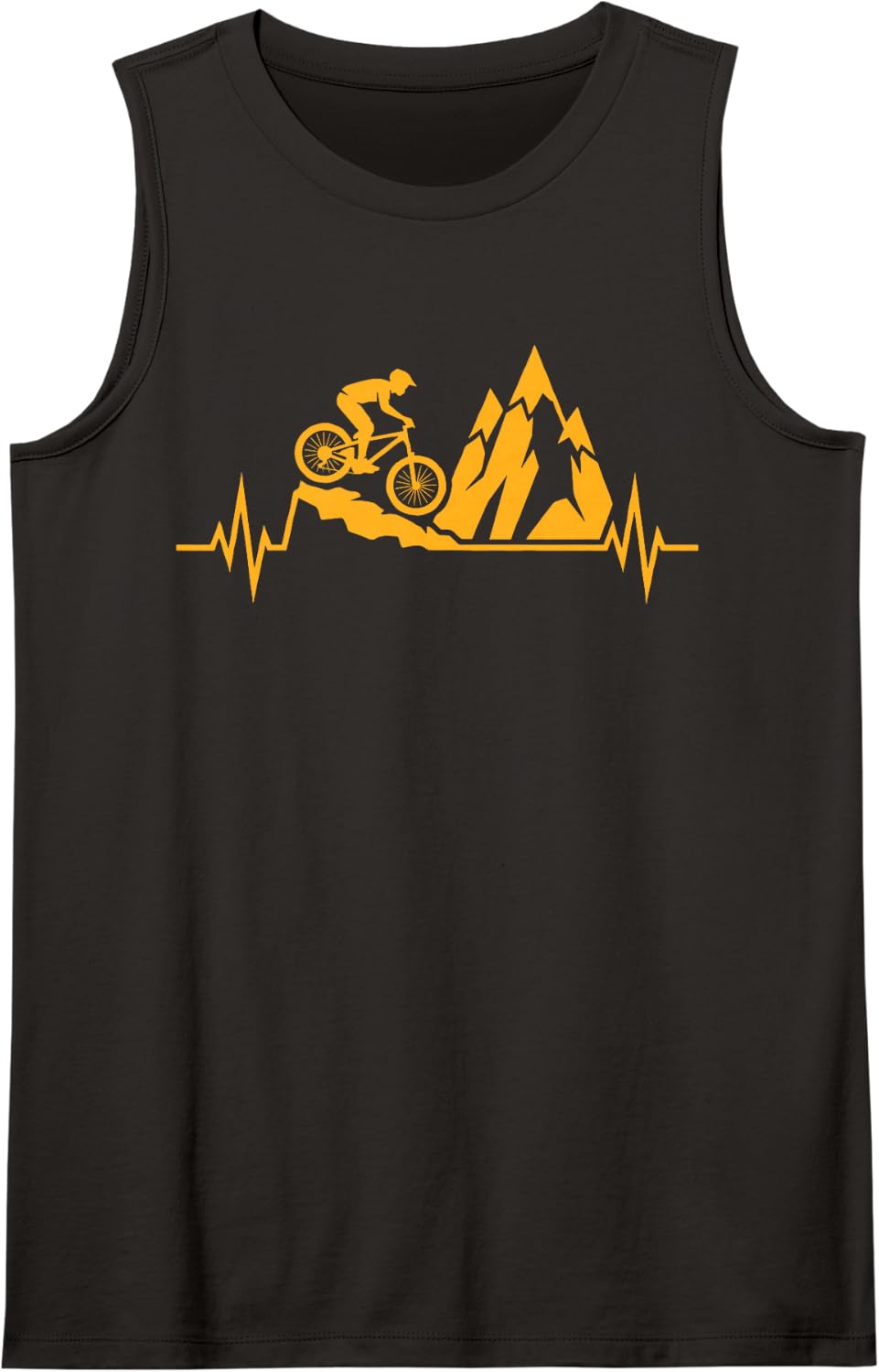 Mountain Biking Heartbeat Funny MTB Rider Cycling Fan Bars Tank Top - Black