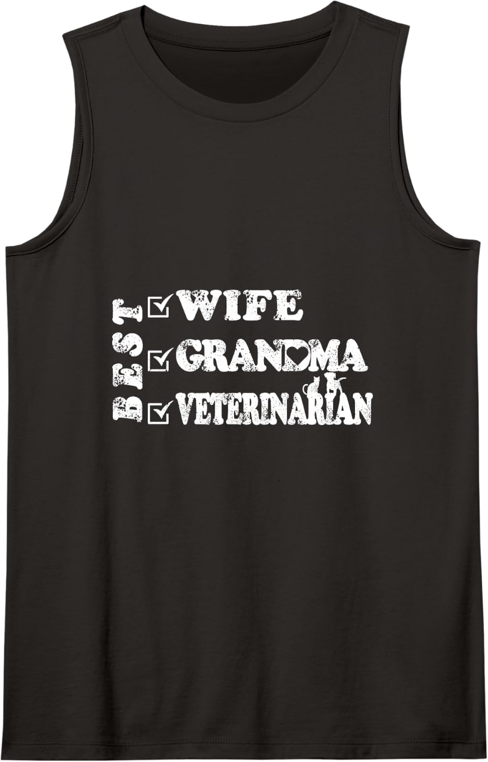 Best Wife Grandma Veterinarian Sleeveless Tank Top - Black