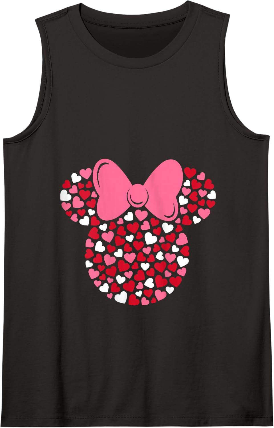 Disney Minnie Mouse Icon Pink Hearts Valentine's Day Tank Top - Black