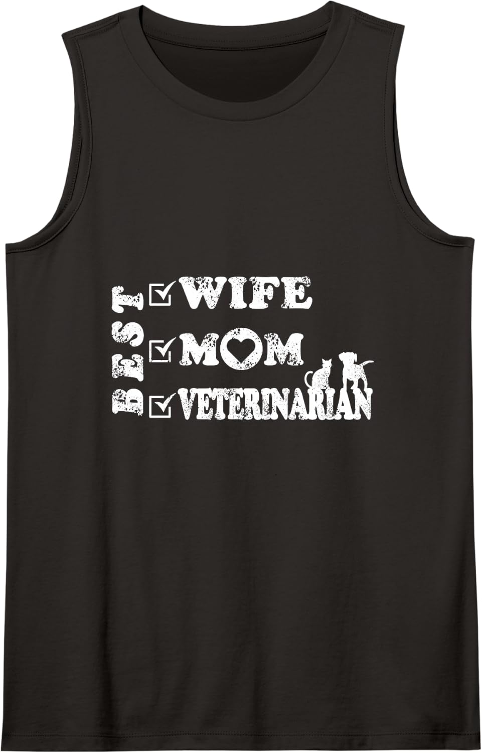 Best Wife Mom Veterinarian Sleeveless Tank Top - Black