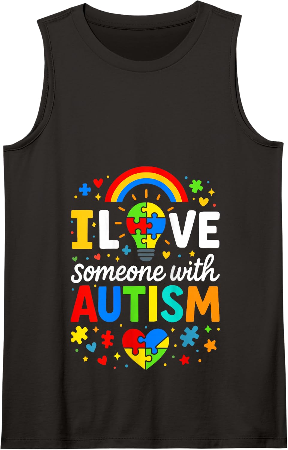 I Love Someone with Autism April Autism Awareness Month Tank Top - Black