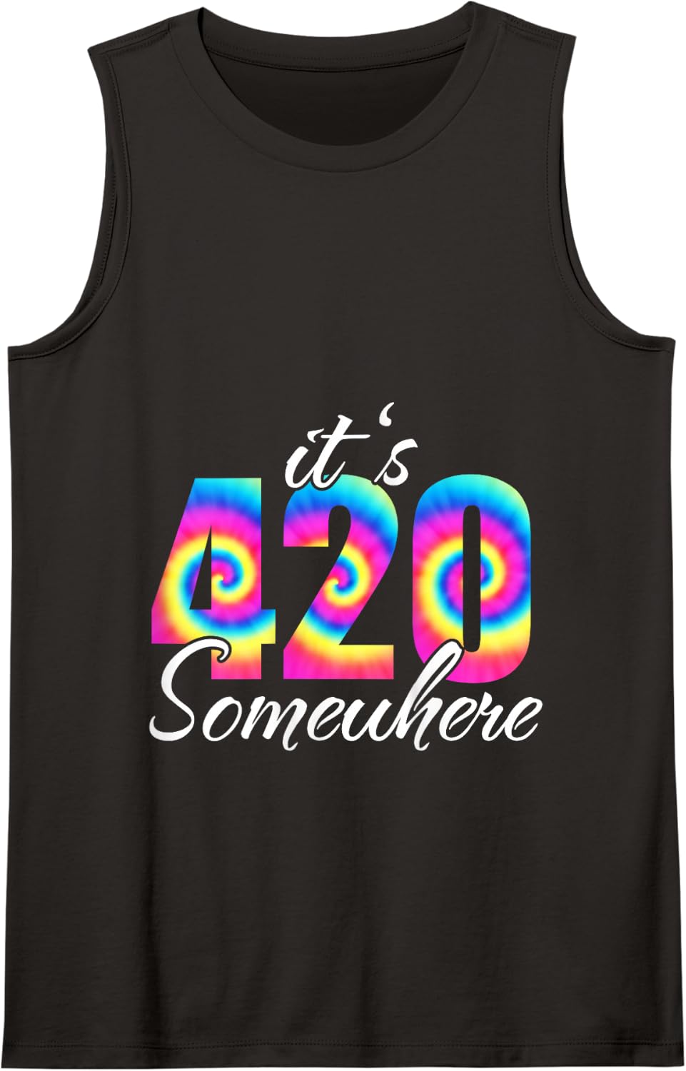 Funny It's 420 Somewhere Weed Cannabis Marijuana Women Funny Tank Top - Black