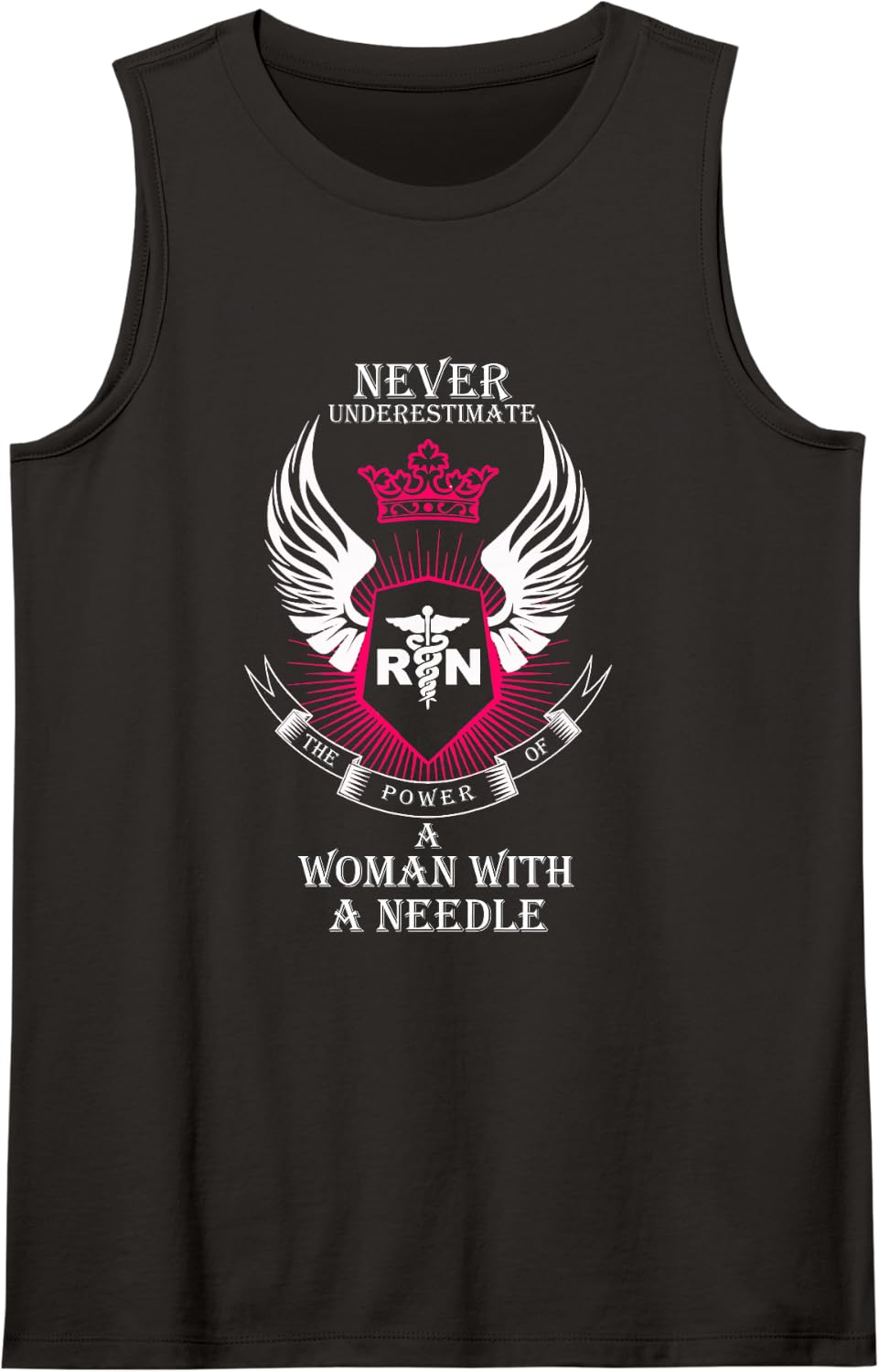 Never Underestimate A Woman with A Needle Nurse Sleeveless Tank Top - Black