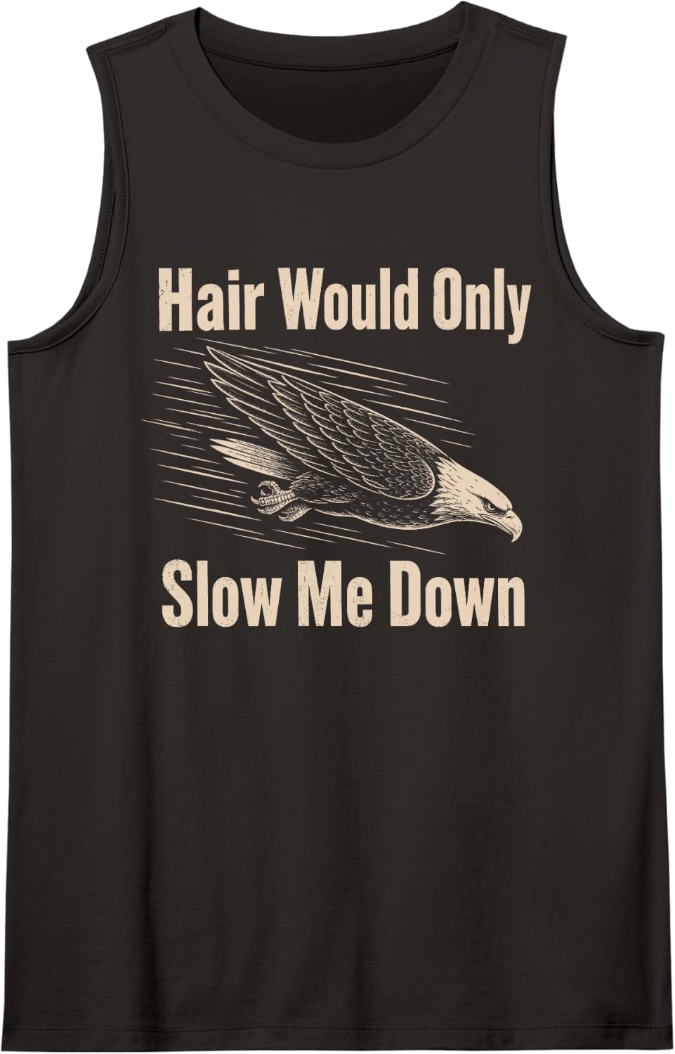 Hair Would Only Slow Me Down Bald Eagle Funny Alopecia Sleeveless Tank Top - Black