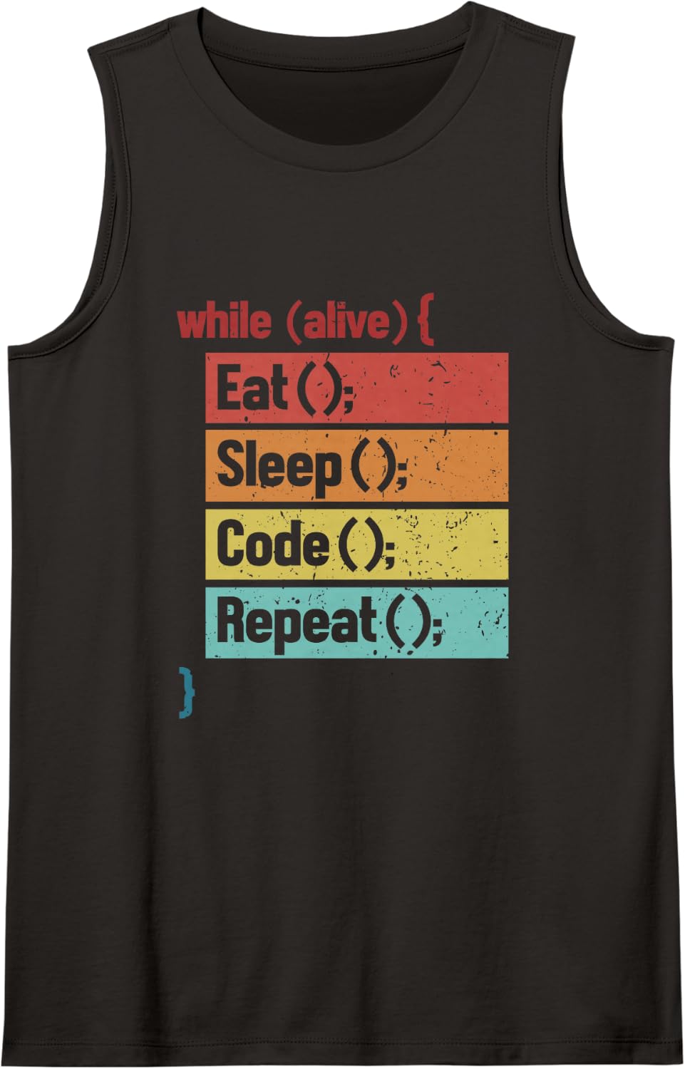 Eat Sleep Code Repeat Software Engineer Coder Programmer Sleeveless Tank Top - Black