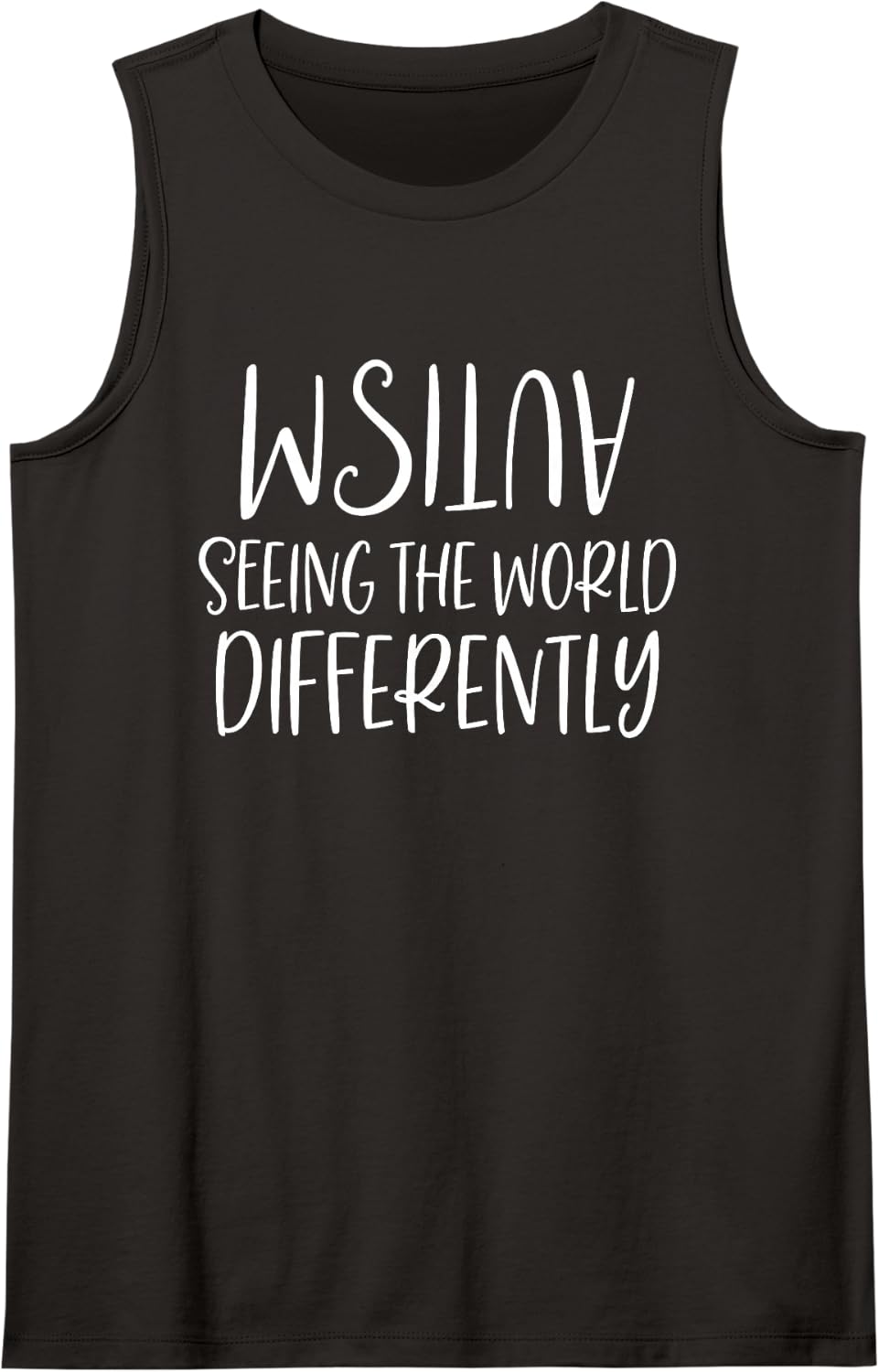 Autism Seeing The World Differently Autism Awareness Text Sleeveless Tank Top - Black