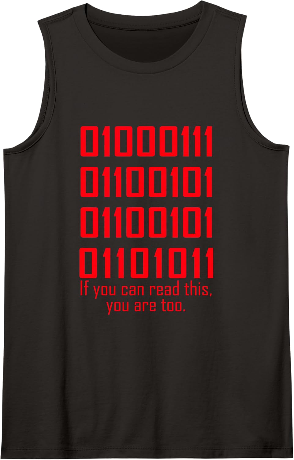 If You Can Read This You are Too Binary Code Coding Sleeveless Tank Top - Black