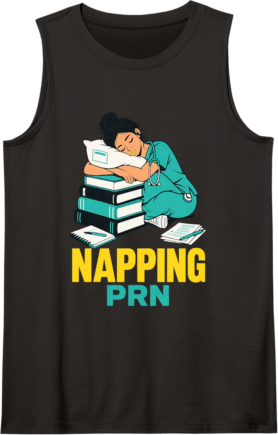 Napping PRN Nurse Student Sleep Study Books Sleeveless Tank Top - Black