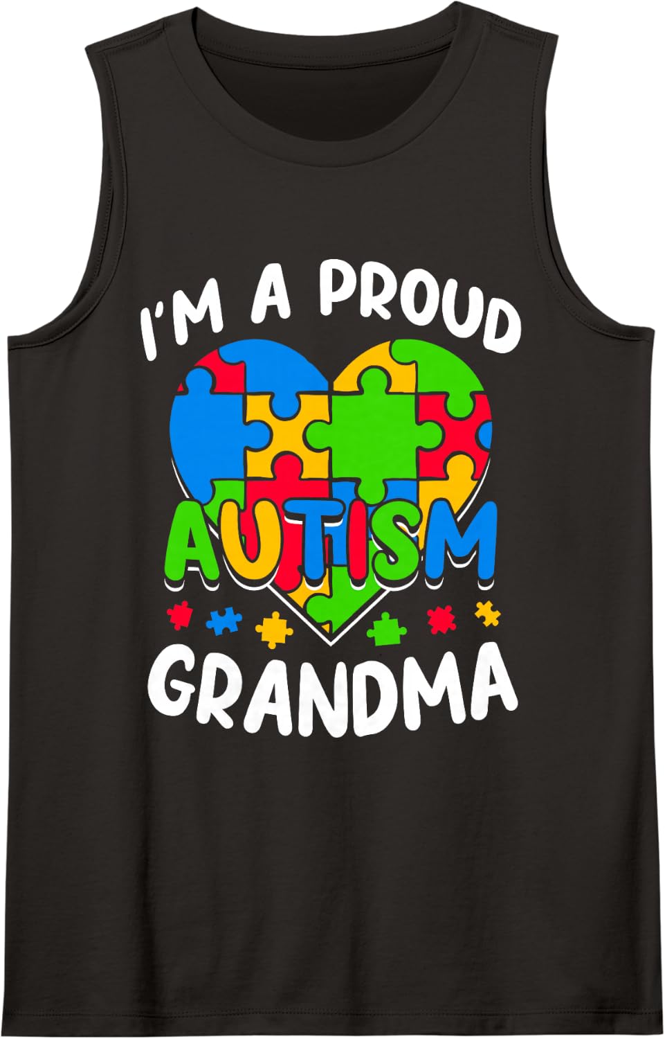 I'm a Proud Autism Grandma Awareness Sleeveless Tank Top - Black
