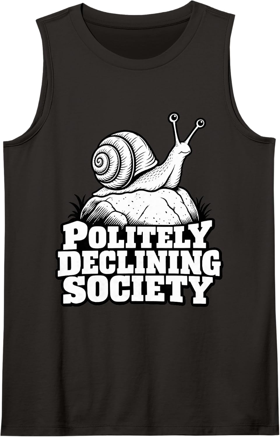 Goblincore Politely Declining Society Snail Moss Lover Sleeveless Tank Top - Black