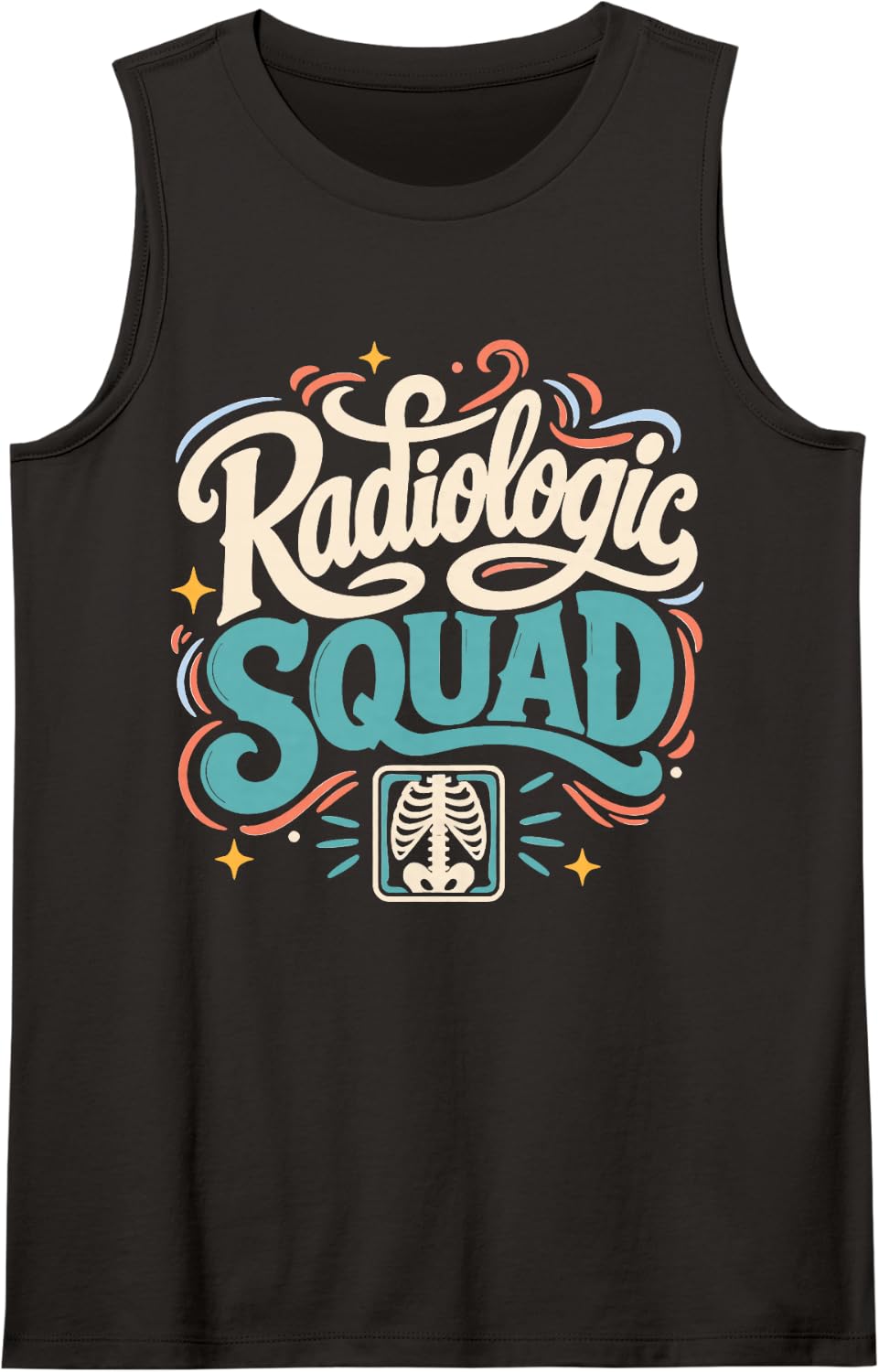 Radiology Radiologic Team Crew Squad Rad Tech Sleeveless Tank Top - Black