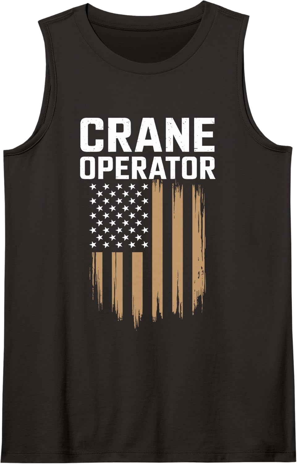 Crane Operator American Flag Patriotic Sleeveless Tank Top - Black