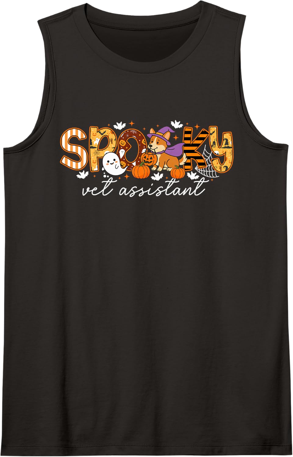 Spooky Vet Assistant Halloween Veterinary Assistant Sleeveless Tank Top - Black