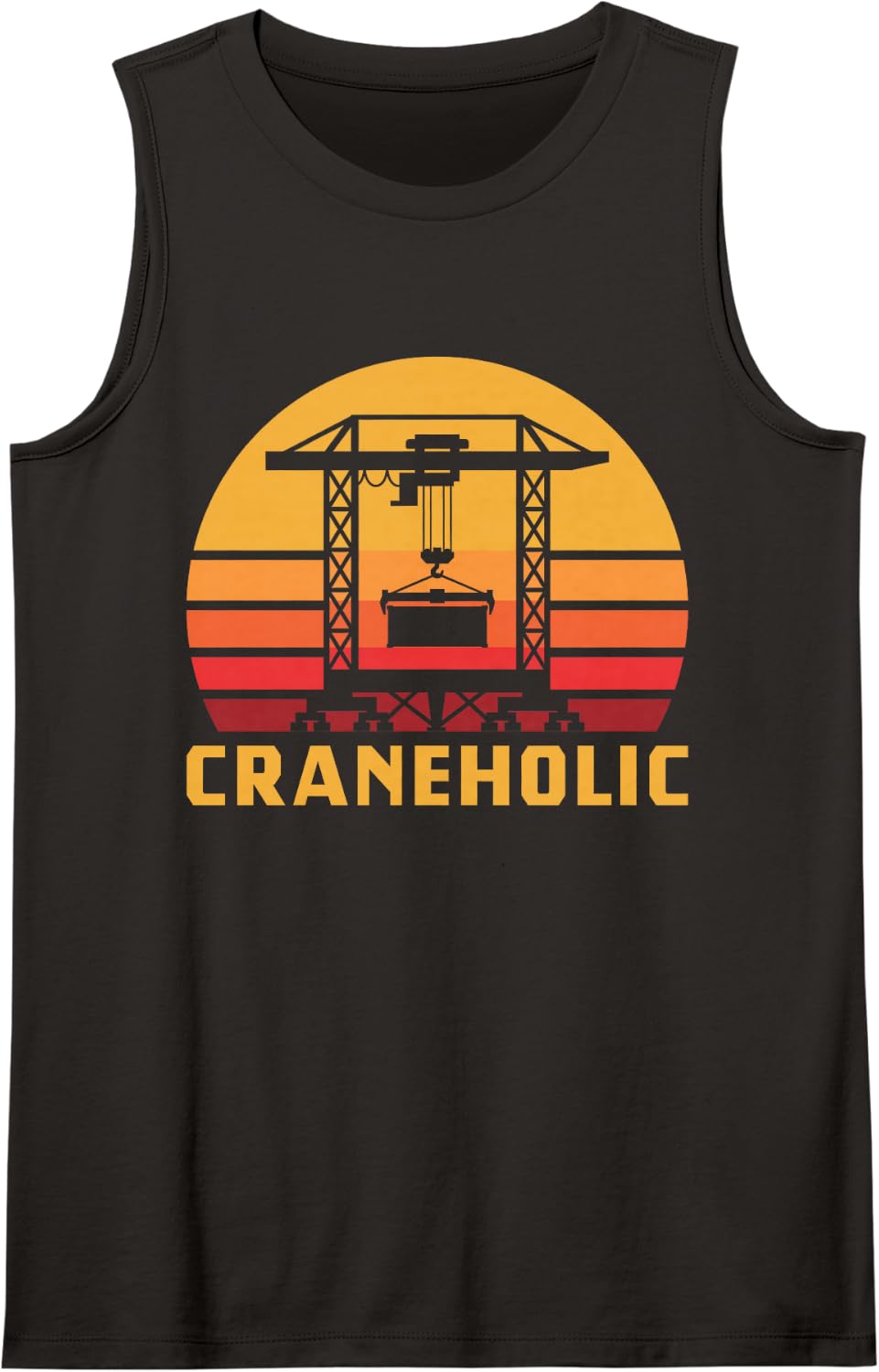 Retro Gantry Crane Operator Funny Handling Double Beam Sleeveless Tank Top - Black