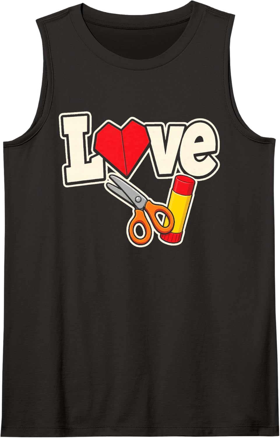 Paraprofessional Love Elementary Glue Stick Safety Scissors Sleeveless Tank Top - Black