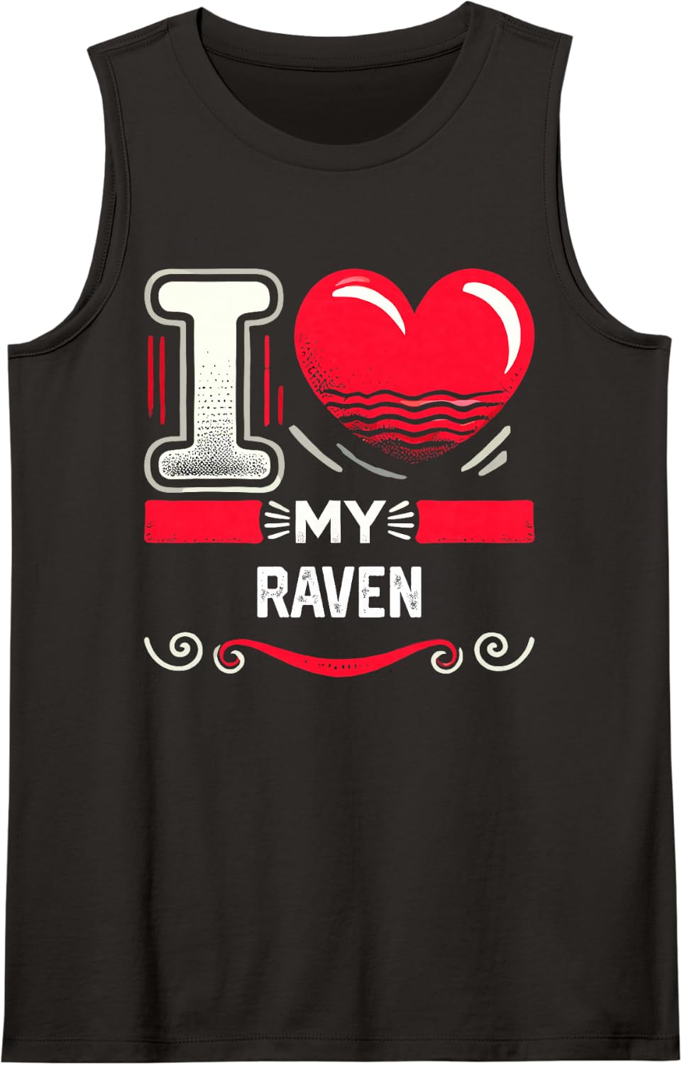 I Love My Raven T-Shirt Heart Ravens Sleeveless Tank Top - Black
