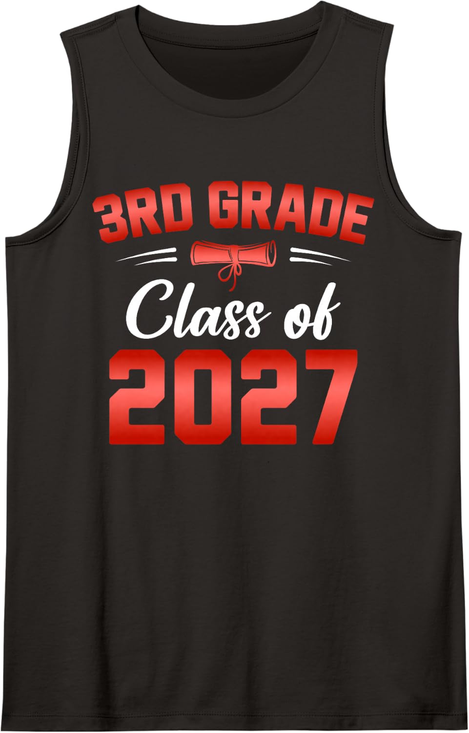 3rd Grade Class of 2027 Graduate Student School Graduation Sleeveless Tank Top - Black