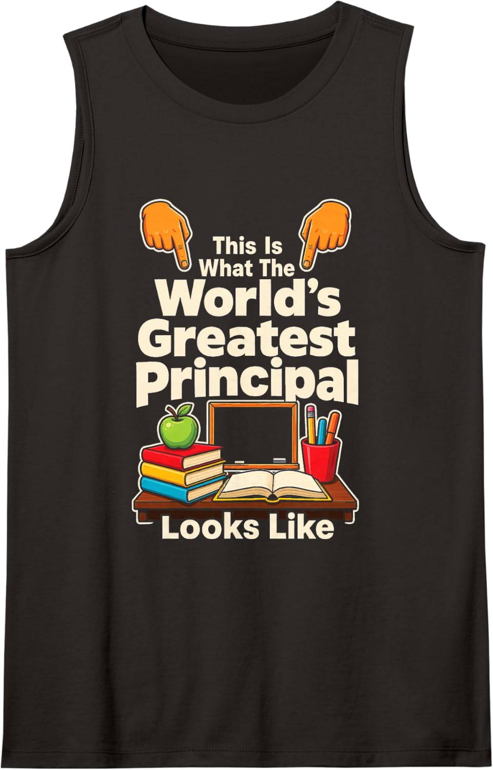 Principal Gift Elementary School Office Appreciation Sleeveless Tank Top - Black