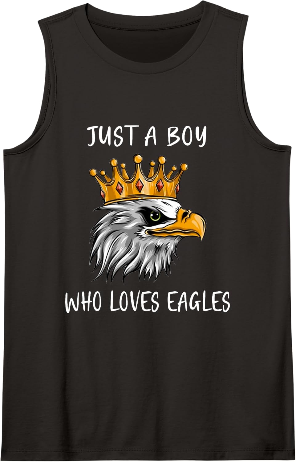Bald Eagle Just a Boy Who Loves Eagles Sleeveless Tank Top - Black