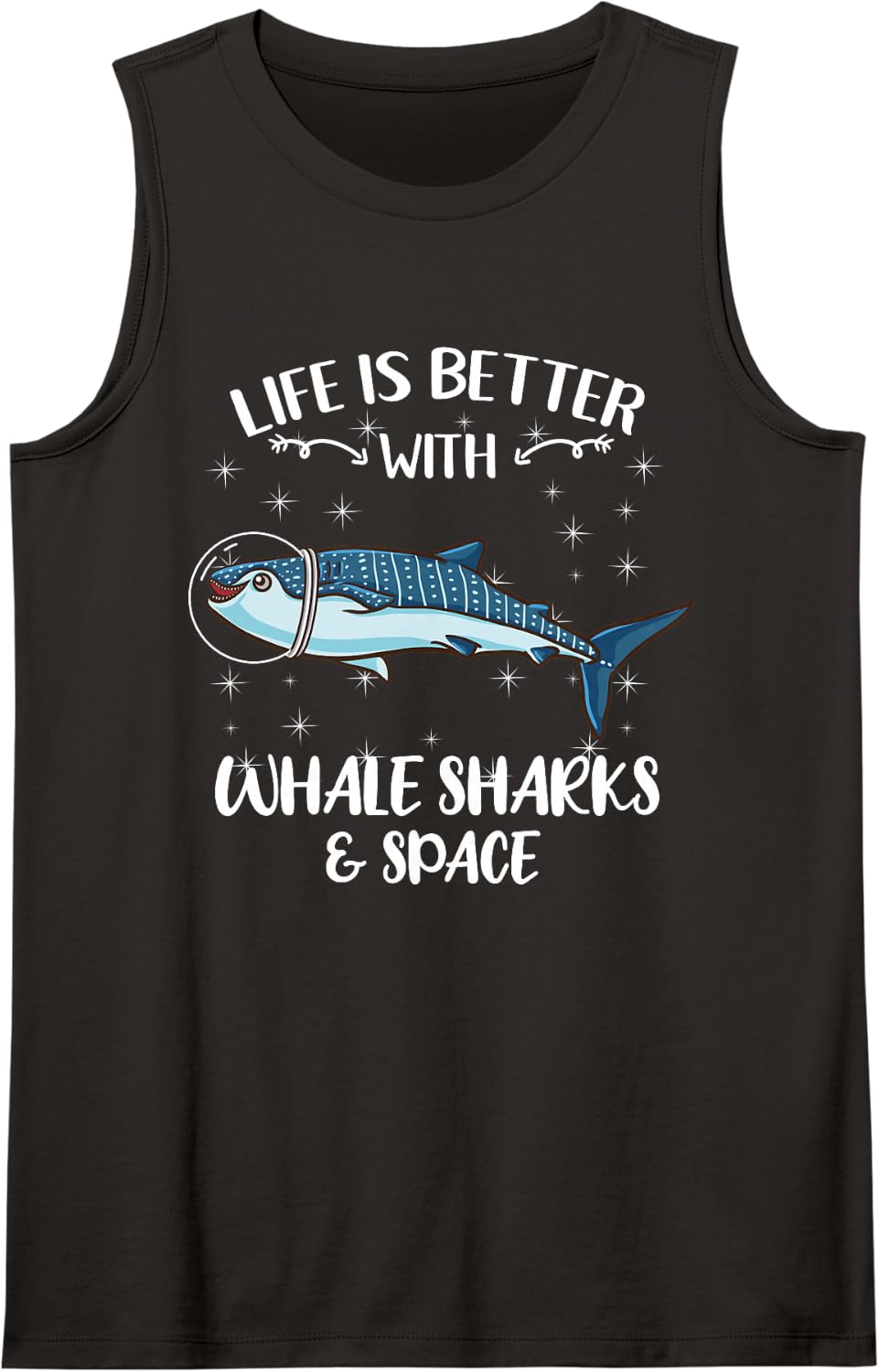 Life is Better with Whale Sharks Space Sleeveless Tank Top - Black