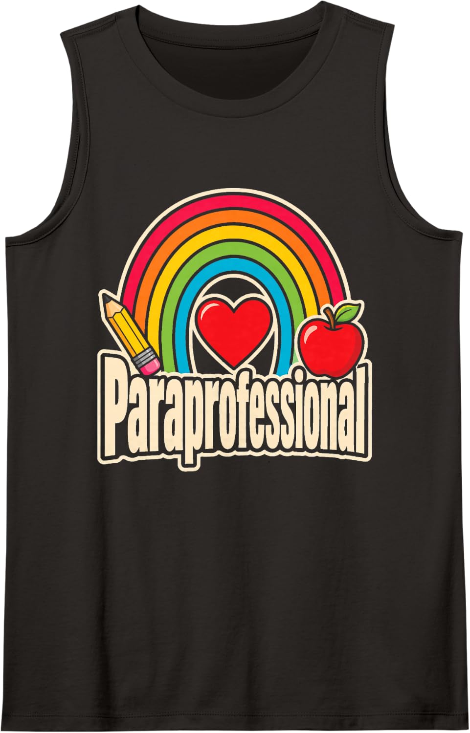 Paraprofessional Elementary School Teacher Aide Rainbow Sleeveless Tank Top - Black