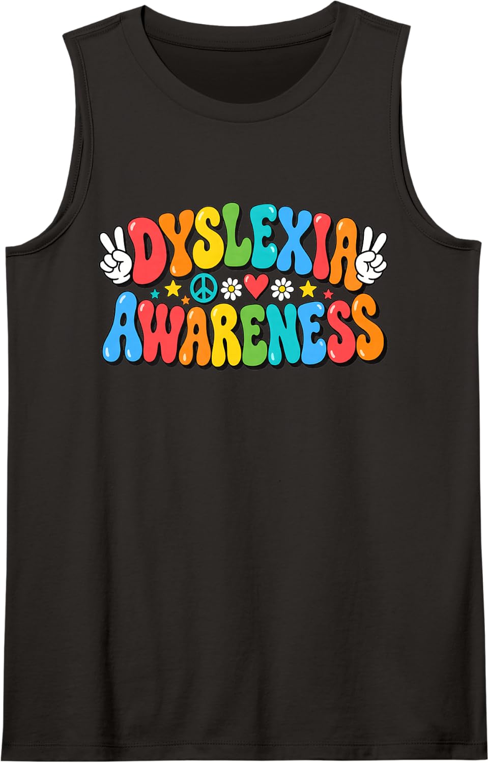 Dyslexia Awareness Men Women Kids Youth Advocate Reads Sleeveless Tank Top - Black