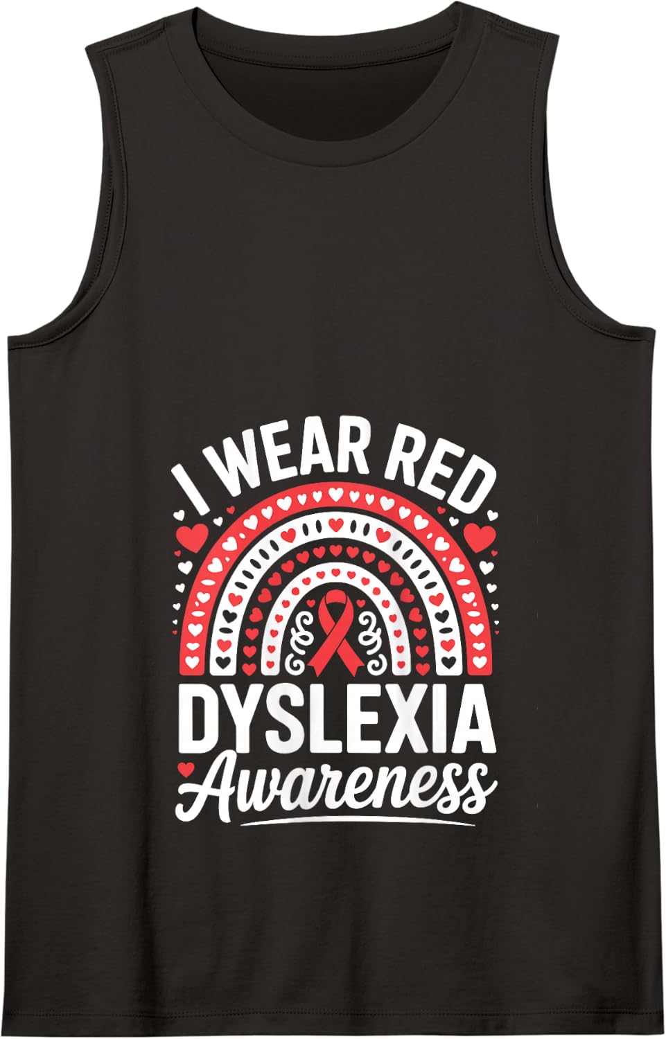 I Wear Red Dyslexia Awareness Tank Top - Black