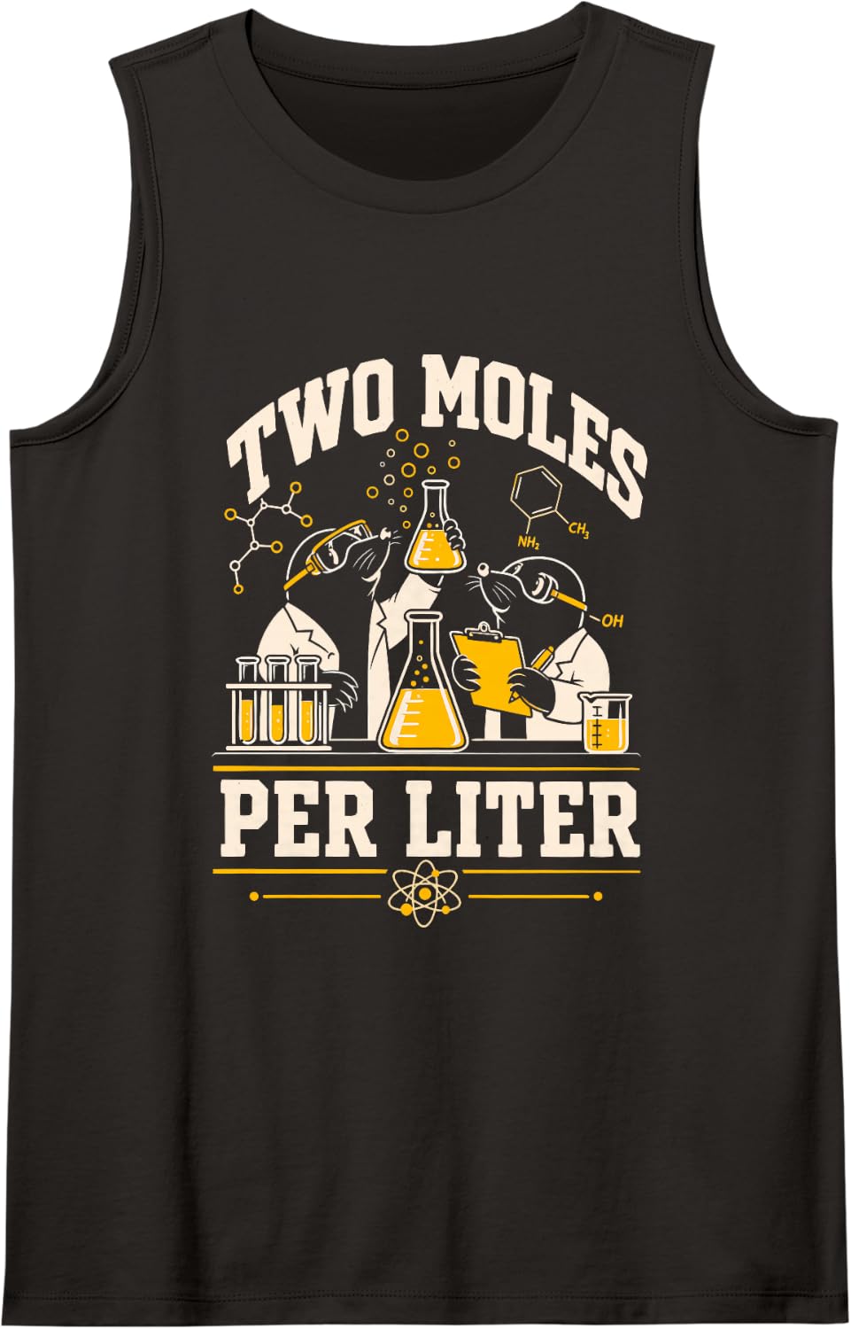 Two Moles Per Liter Chemistry Pun Tank Top - Black