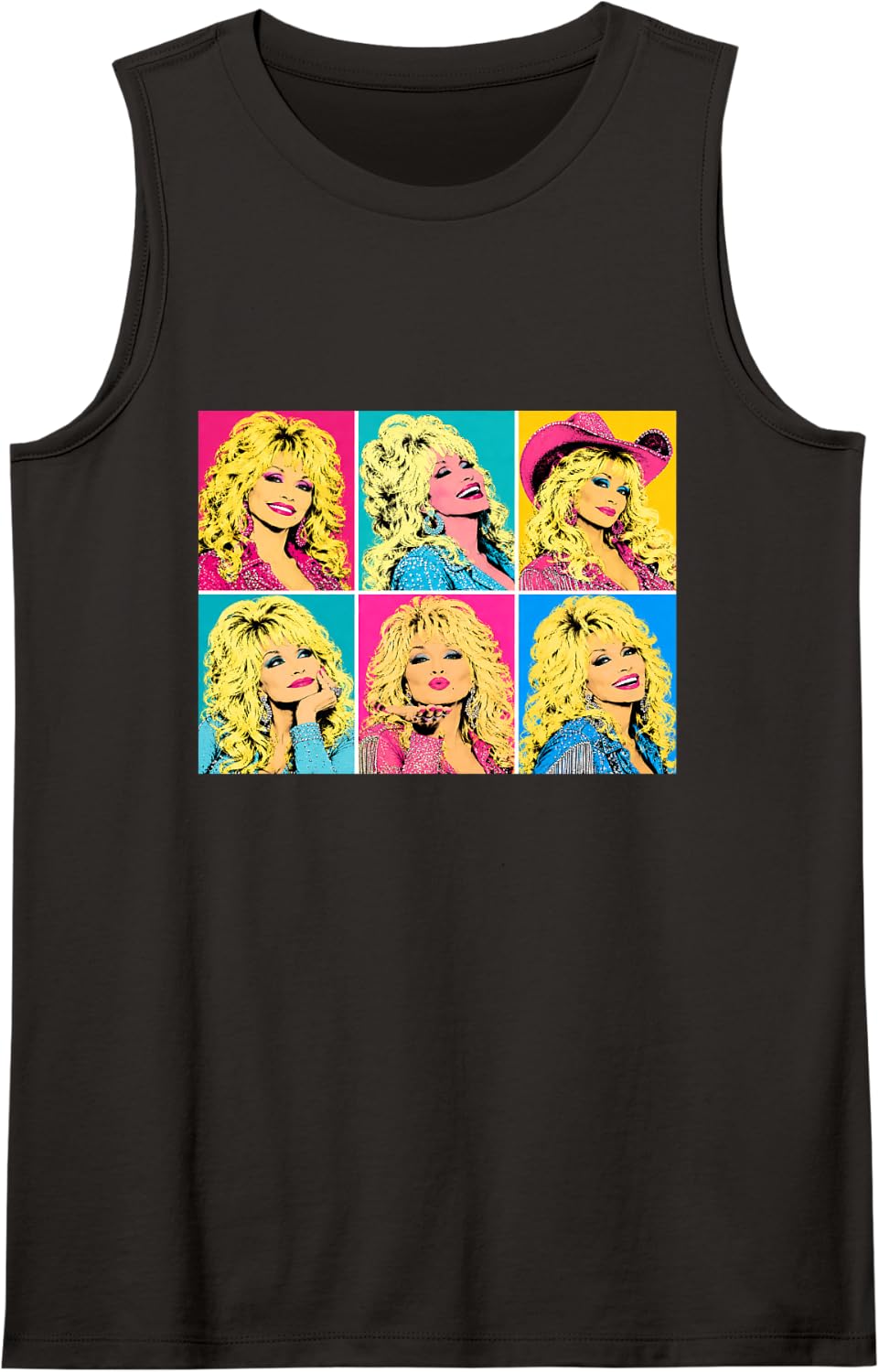 Retro Pop Art Many Colors Blonde Icon Country Sleeveless Tank Top - Black