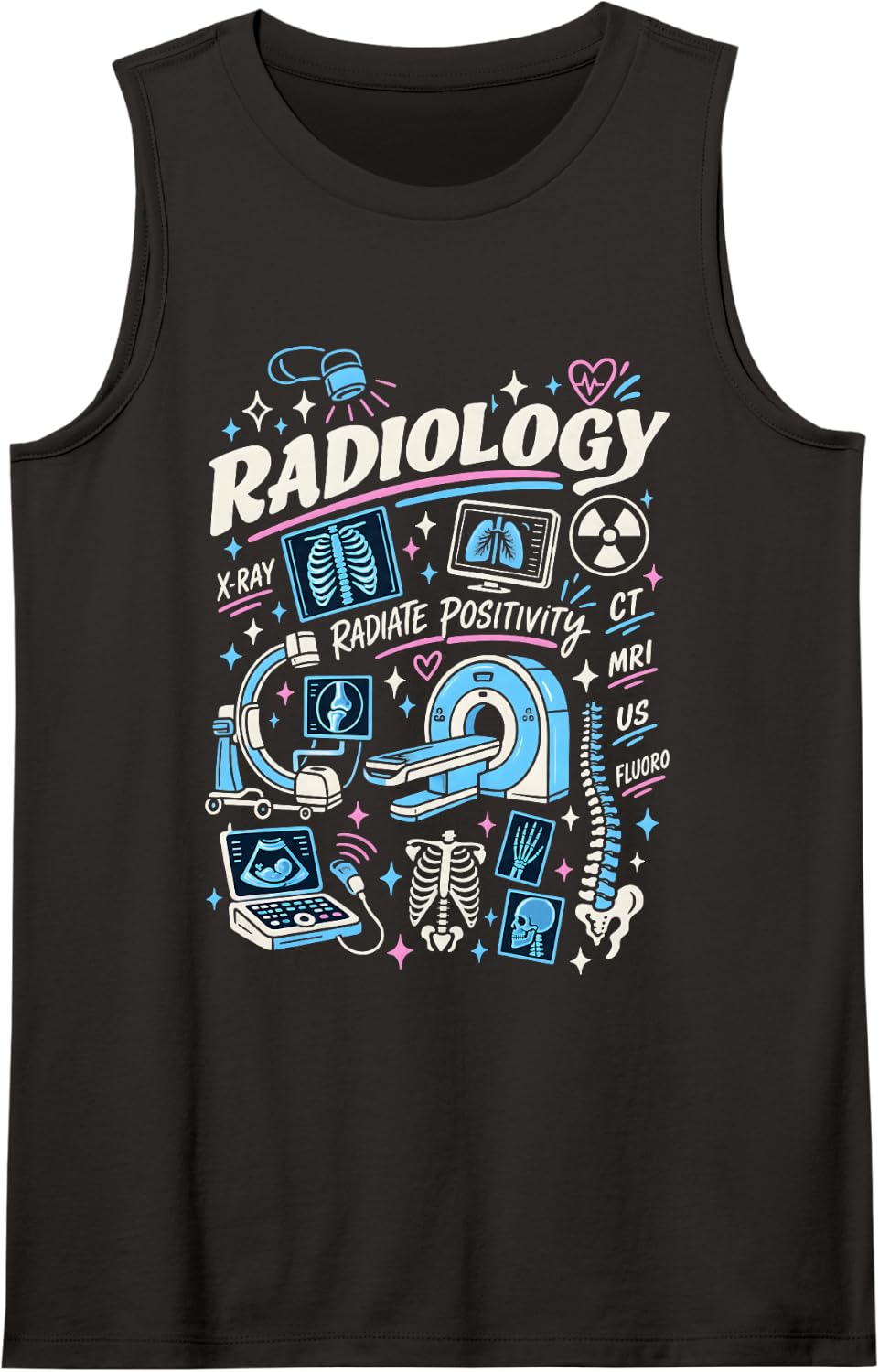 Radiology Radiate Positivity Medical Imaging Sleeveless Tank Top - Black