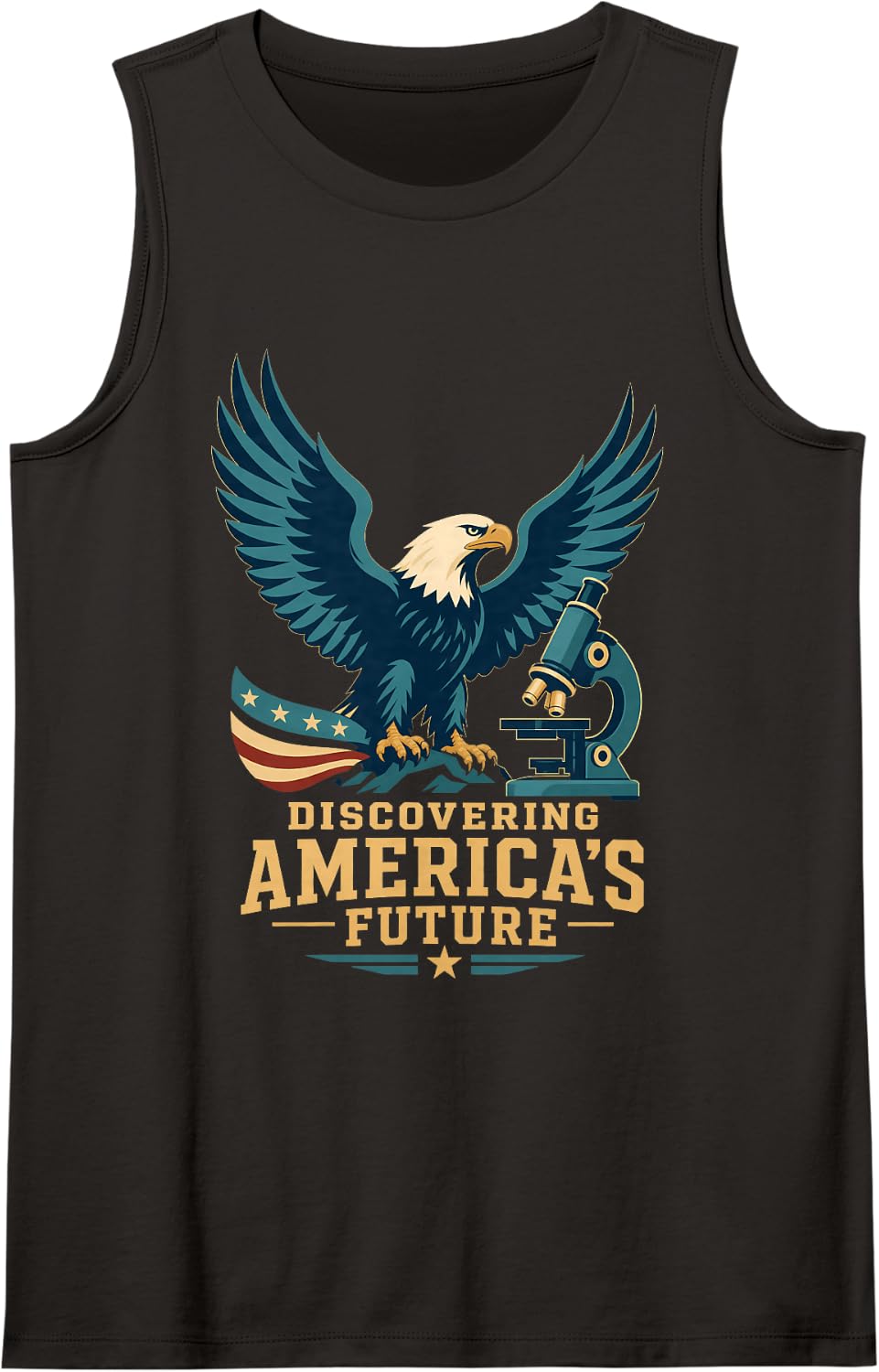 Bald Eagle Microscope Discovering America Future Tank Top - Black