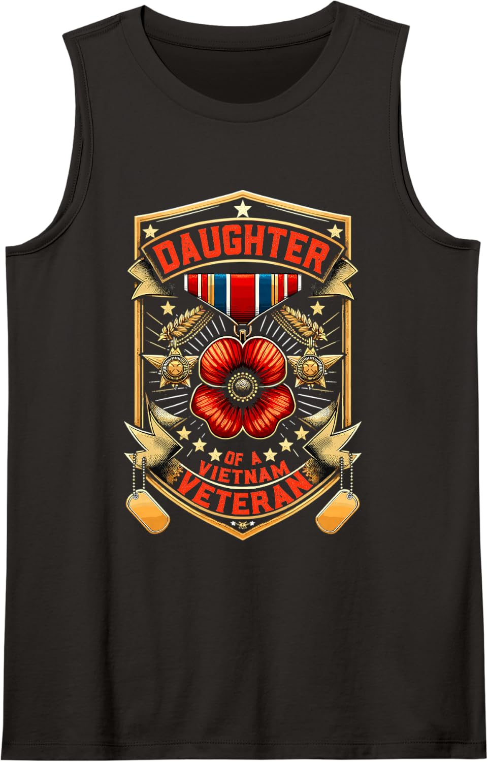 USA Proud Daughter of A Vietnam Veteran Sleeveless Tank Top - Black