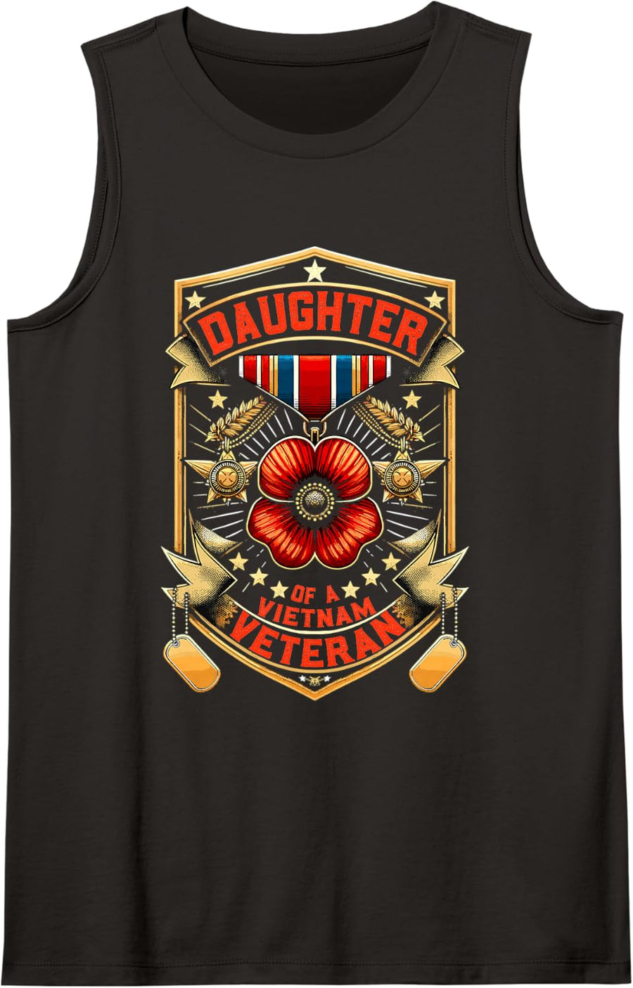 USA Proud Daughter of A Vietnam Veteran Sleeveless Tank Top - Black