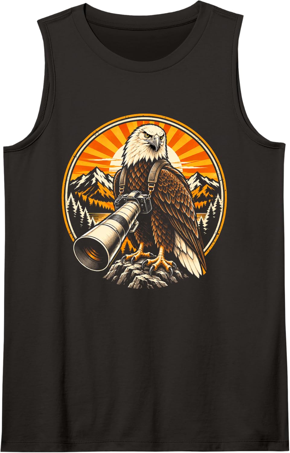 Bald Eagle Wildlife Photography Camera Mountain Art Sleeveless Tank Top - Black
