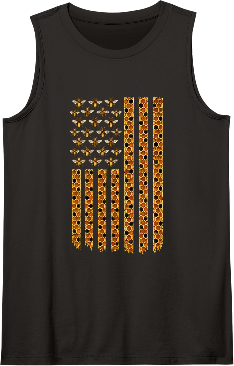 Beekeeper Honey Bees American Flag Beekeeping Honeycomb Sleeveless Tank Top - Black