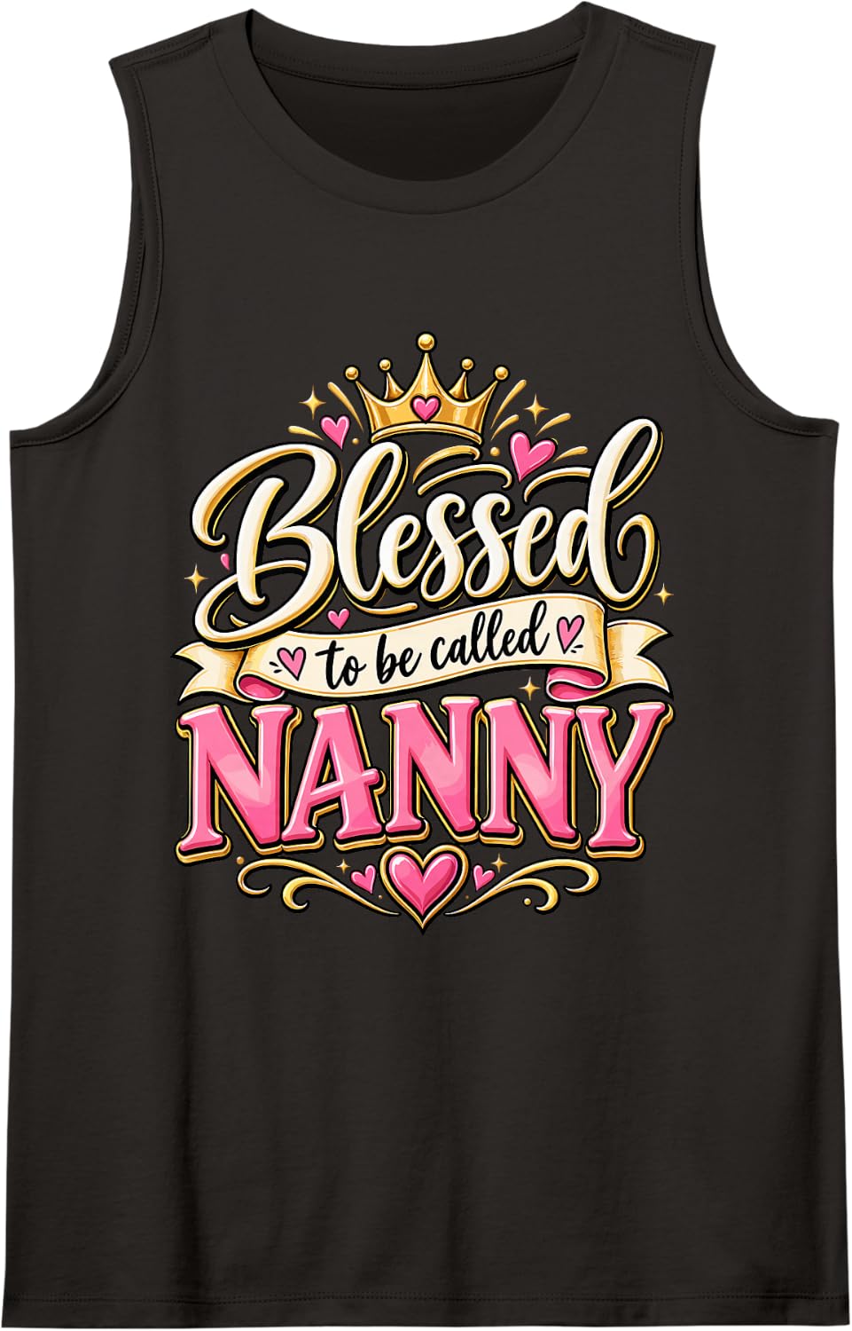 Women's Nanny Pride Designs Funny Grandma Sleeveless Tank Top - Black