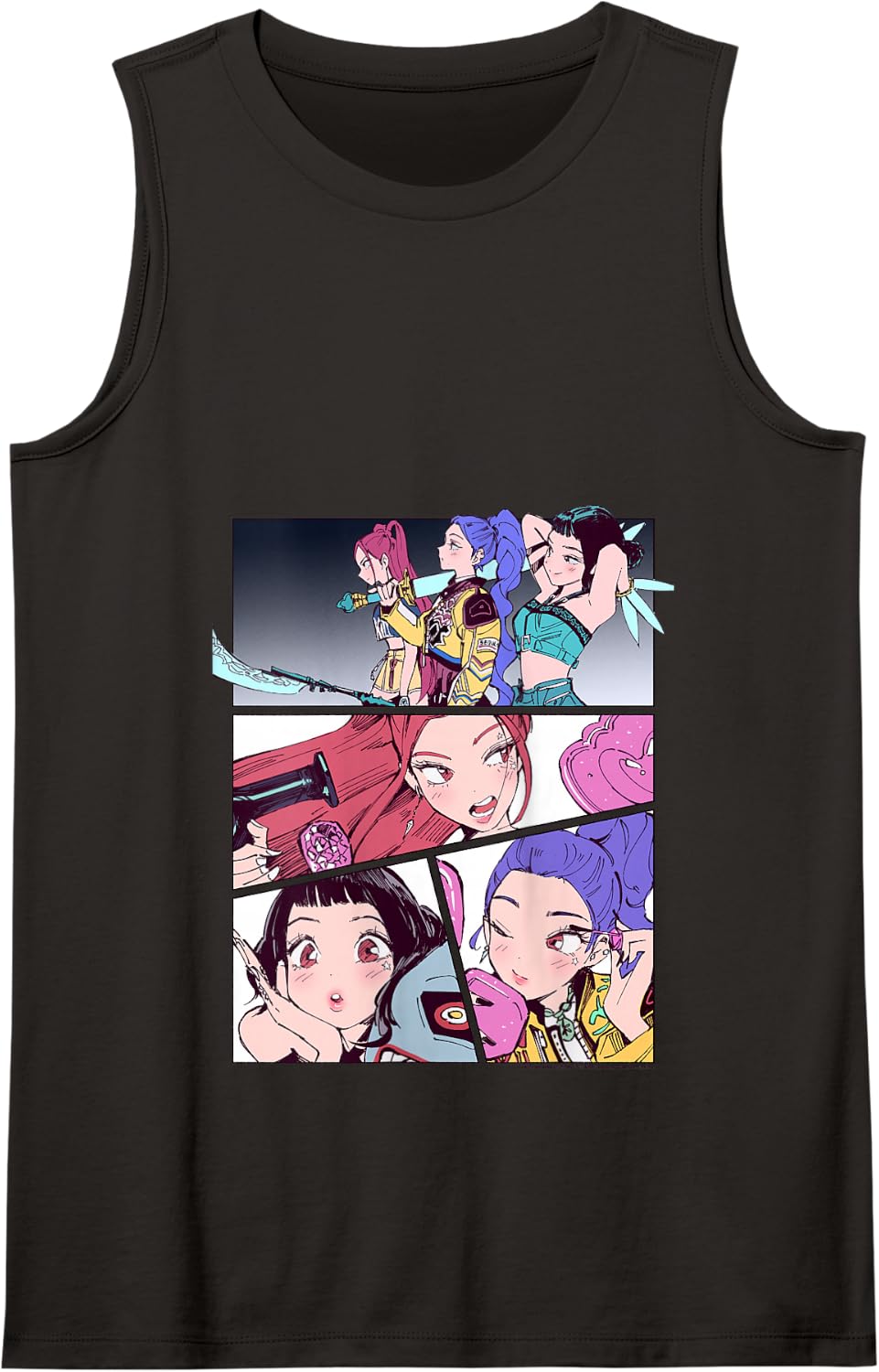 Kpop Demon Hunters Huntrix Manhwa Panels Poster Tank Top - Black