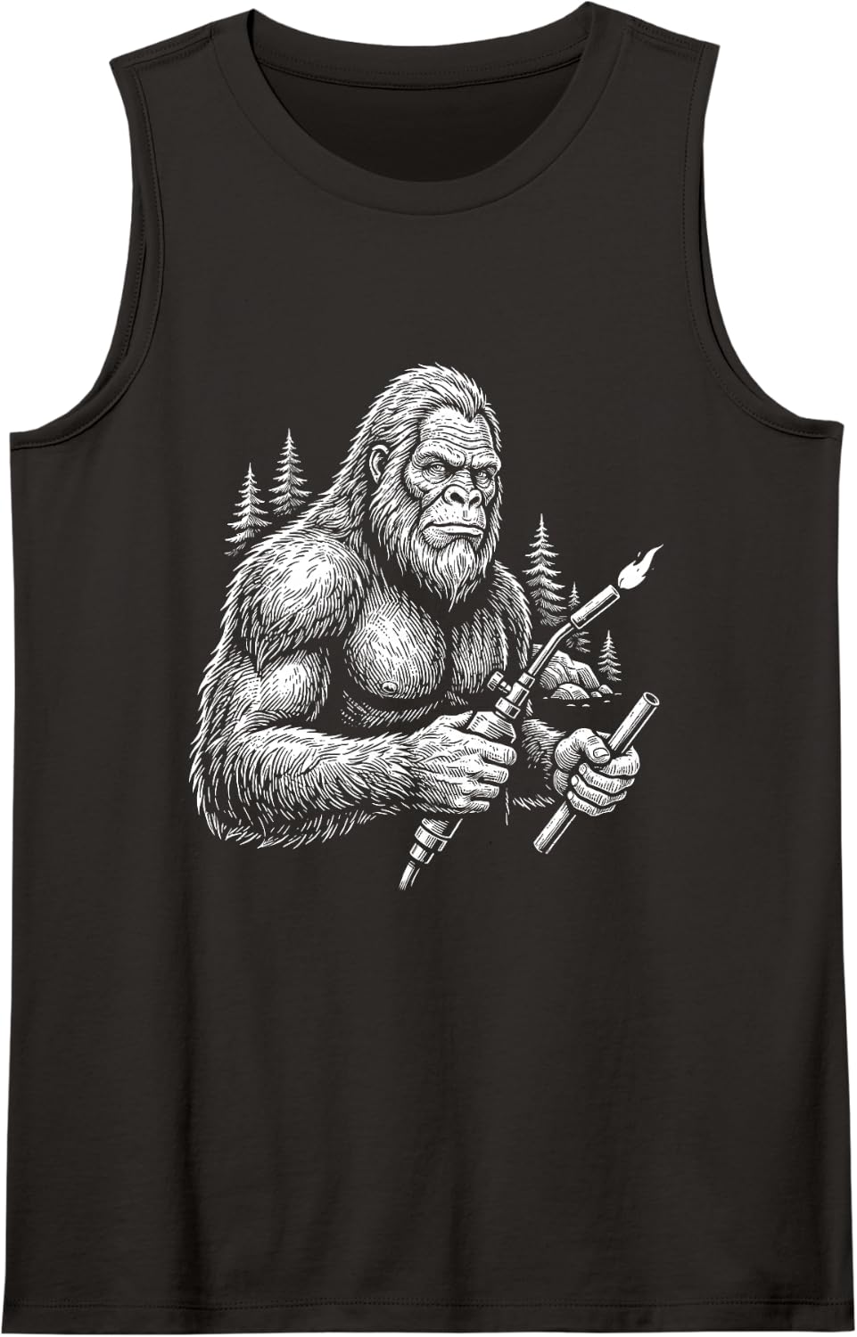 Funny Plumber Bigfoot Sasquatch Pipefitter Boiler Men Tank Top - Black