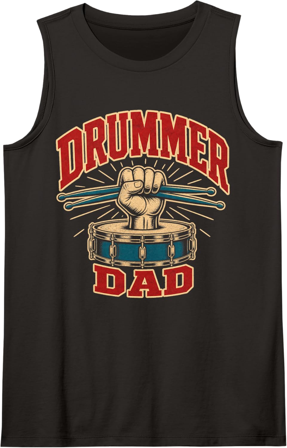Drummer Dad Drum Set Drumming Sleeveless Tank Top - Black