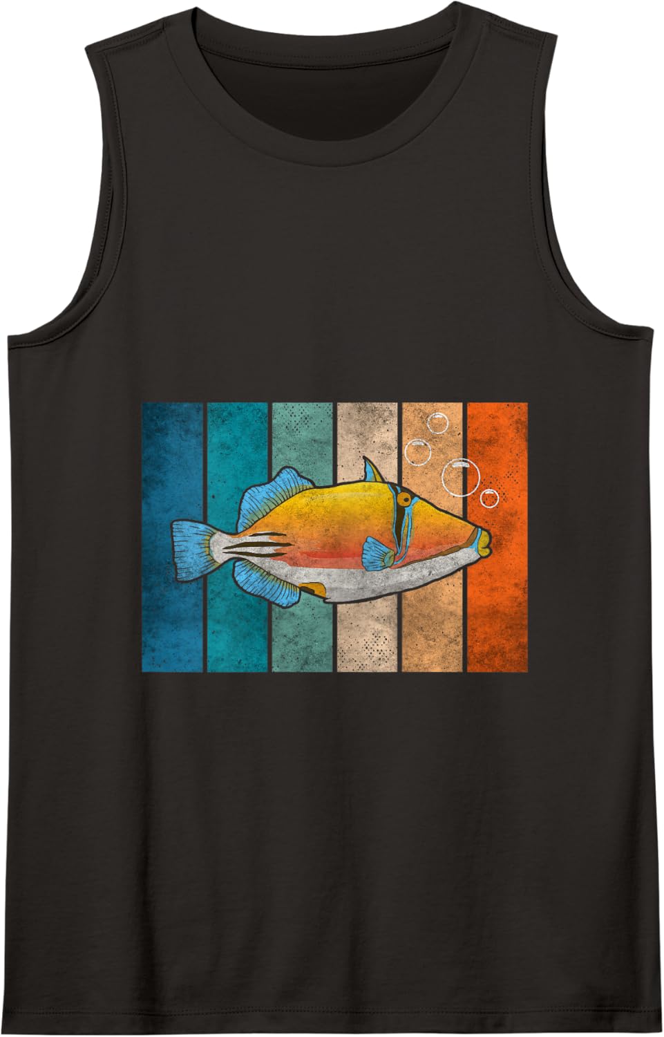 Retro Humuhumunukunukuapua'a Hawaiian Reef Triggerfish Tank Top - Black