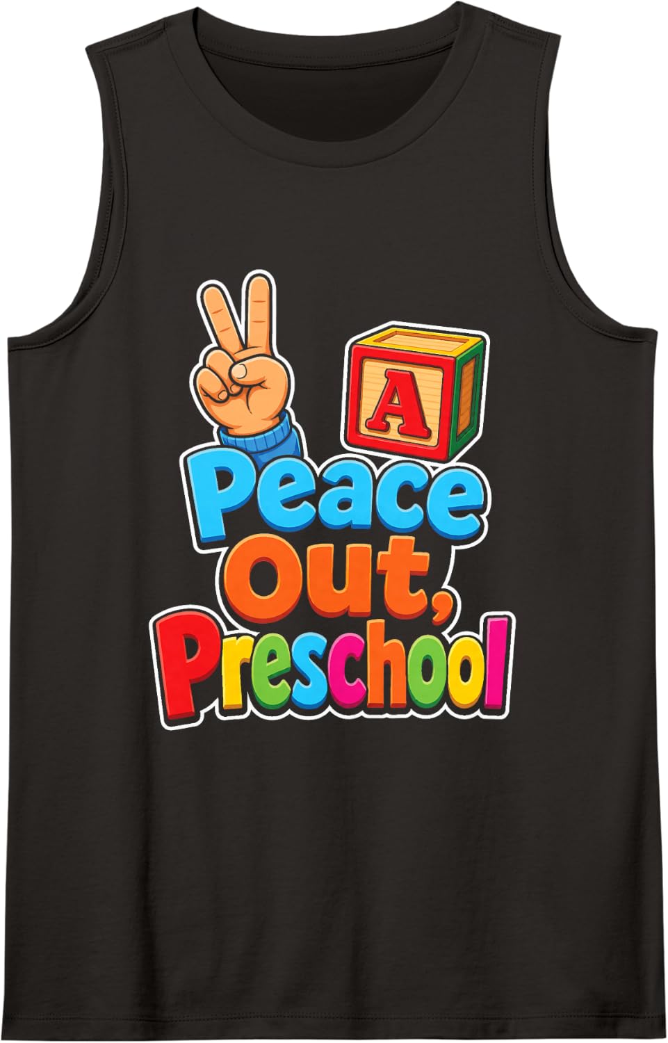 Preschool Graduation Peace Out Pre K Last Day Kids Sleeveless Tank Top - Black