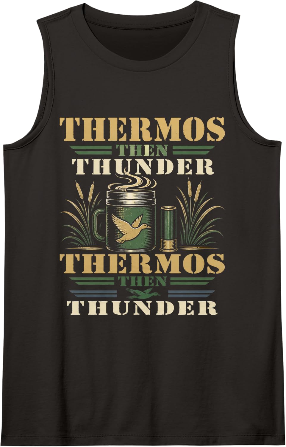 Thermos Then Thunder Duck Hunting Waterfowl Hunter Mallard Sleeveless Tank Top - Black
