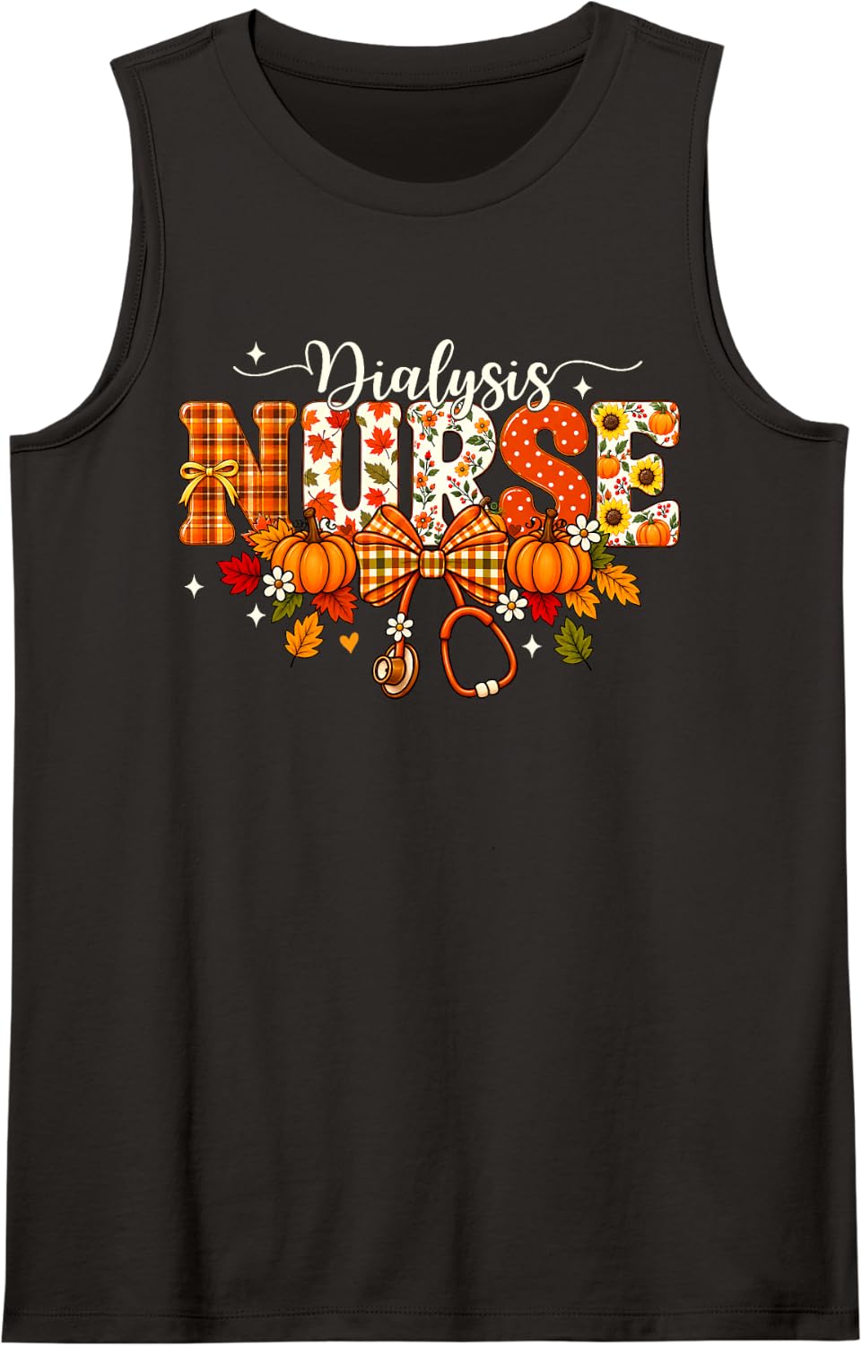 Dialysis Nurse Thanksgiving Fall Autumn Pumpkin Nursing Sleeveless Tank Top - Black