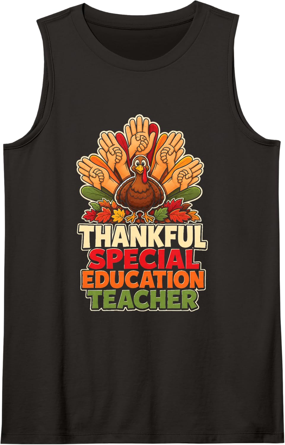 Special Education Teacher Gift Thankful SPED Elementary Sleeveless Tank Top - Black